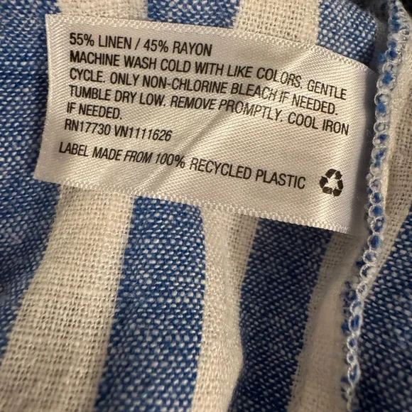 Ava Vic Shorts Blue White Striped Linen Blend Preppy Beach - Picture 13 of 13